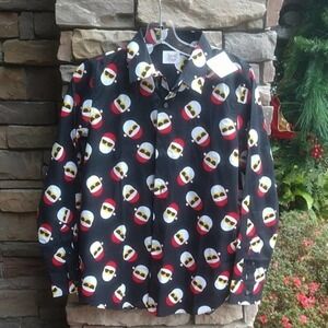 North Pole Trading Co Santa Button Down Shirt NWT